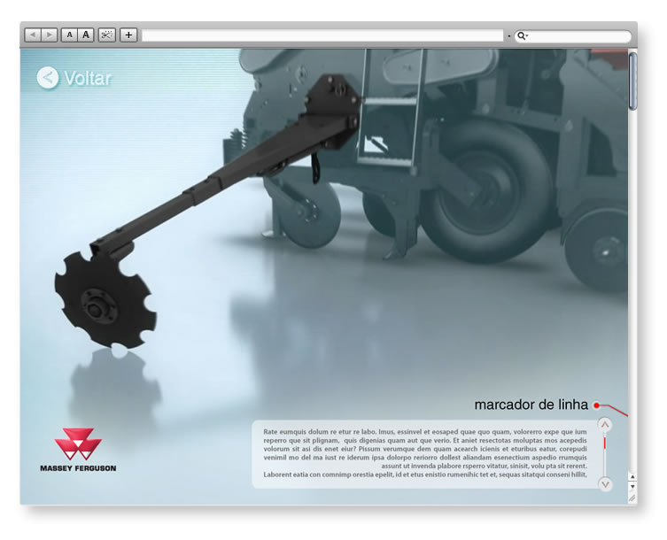 Página de detalhamento do produto do aplicativo Massey Ferguson